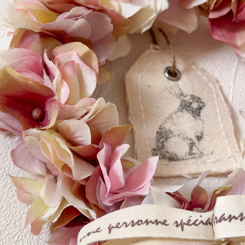 小さな癒しのアジサイリース】ナチュラル・アンティーク風・フェイク