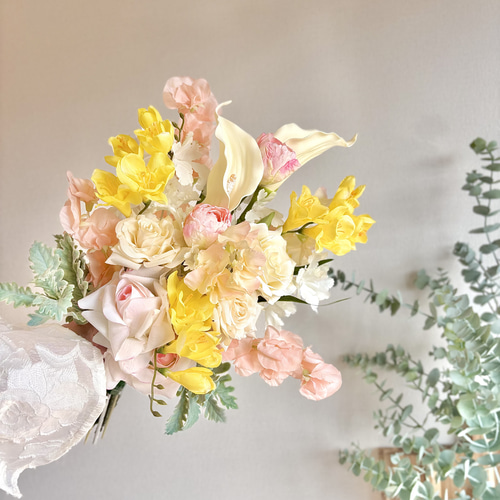春香る♪フリージアとスイートピーのブーケ♪ウェディングブーケ