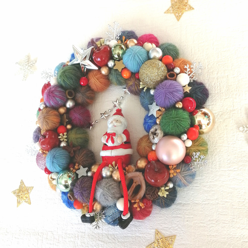 ♡雪の結晶ハッピークリスマスリース いつもありがとうプレゼント♡シーグラスアート ♡雪の結晶ハッピークリスマスリース いつもありがとう