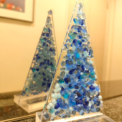 セール！【送料無料】ガラスのクリスマスツリー 青 クリスマスツリー