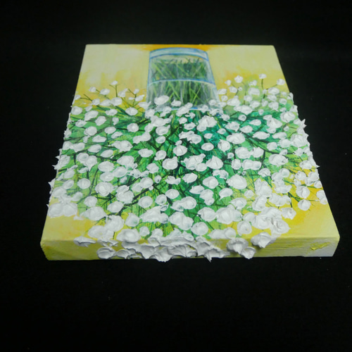 油絵 油彩 油彩画 絵 絵画 F0号【かすみ草】 油絵 油彩 油彩画 絵 絵画 F0号【かすみ草】 絵画 HR 通販