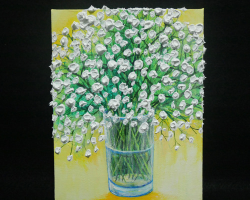 油絵 油彩 油彩画 絵 絵画 【カスミソウ】 油絵 油彩 油彩画 絵 絵画 【カスミソウ 】 絵画 HR 通販