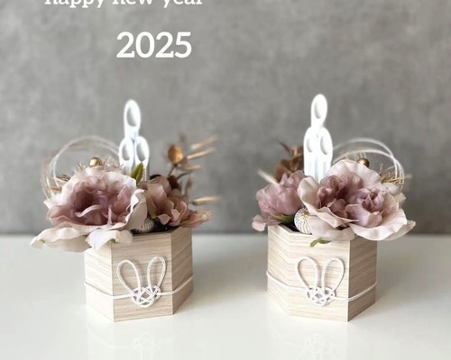 モダン 淡色 門松 お正月飾り しめ縄 211 アートフラワー saki _咲