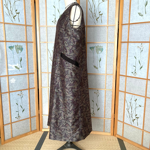 ☆着物リメイク☆ Aラインジャンパースカート (裏地付き／ブラウン