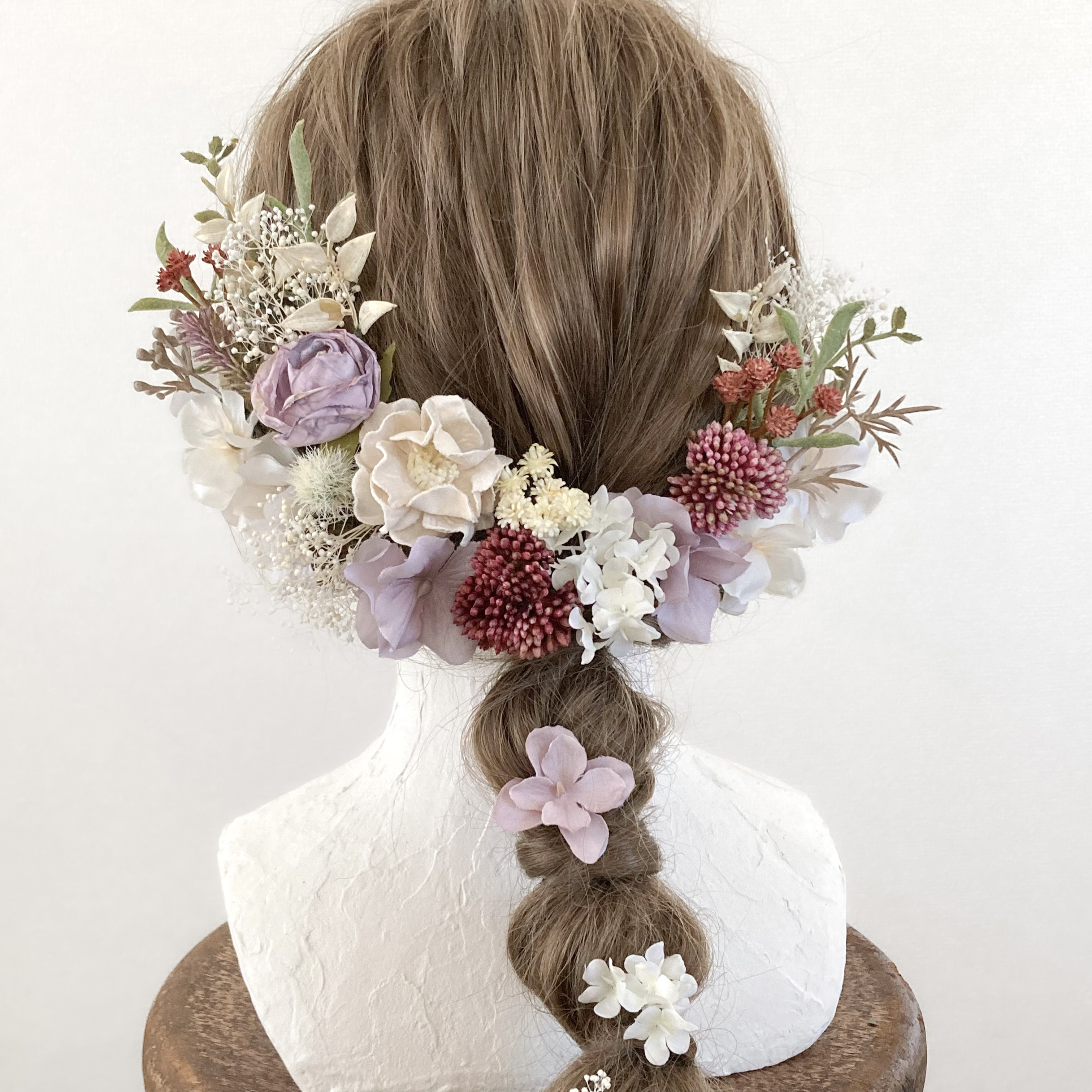 【送料無料】成人式や卒業式、結婚式におすすめの髪飾りです【金箔付】・パープル・紫・ボブ・ショート・和装・振袖・水引・