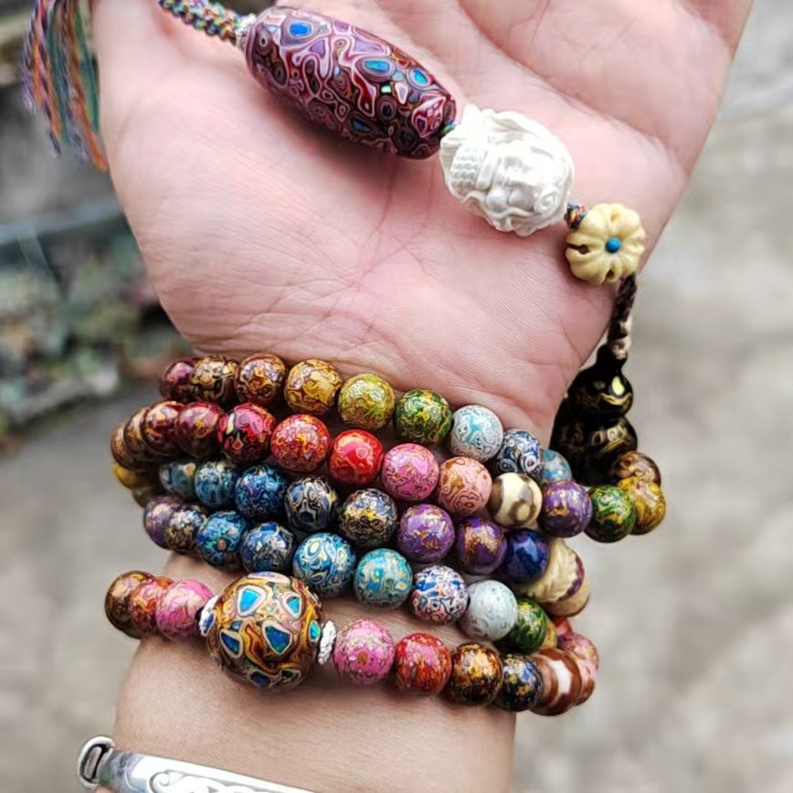 ハンドメイド ブレスレット バングル 漆器 漆塗り リストバンド 古代の技術 紫檀 螺鈿 オパール 誕生日 周年記念日