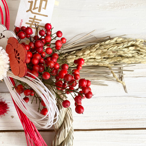宅配便送料半額☆めでたい紅白お正月飾り①☆しめ縄飾り リース Rosa