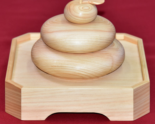 木製・鏡餅・ヒノキ・木箱入・熊本県産材ひのき・正月飾り(品番001