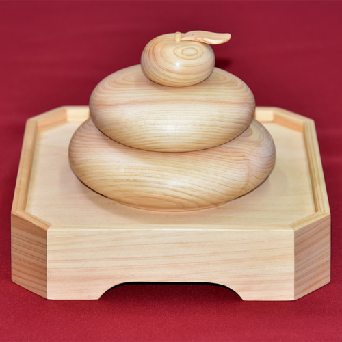 木製・鏡餅・ヒノキ・木箱入・熊本県産材ひのき・正月飾り(品番001