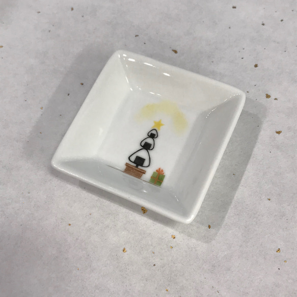 おむすびのクリスマス　豆皿(白) 3枚目の画像
