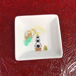 おむすびのクリスマス　豆皿(白) 5枚目の画像