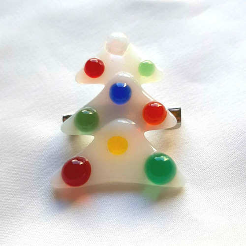 クリスマスツリー ガラスブローチ ブローチ Ruriart Gift部 るりあーと