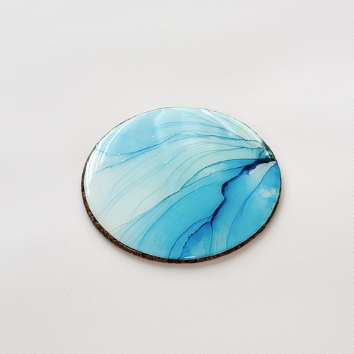 試作品】コースター flare〜Ocean A〜 アルコールインクアート レジン