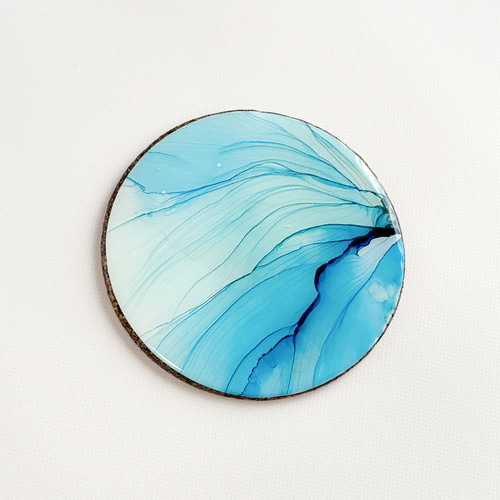 試作品】コースター flare〜Ocean A〜 アルコールインクアート