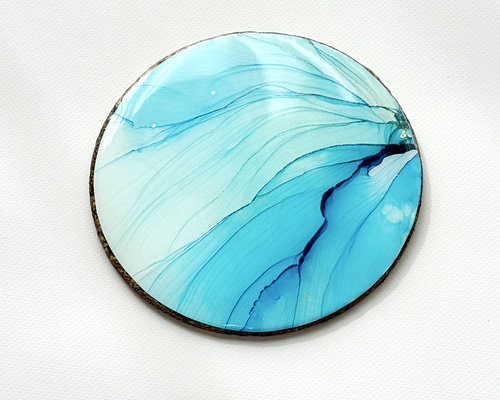 試作品】コースター flare〜Ocean A〜 アルコールインクアート レジン
