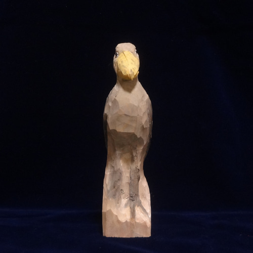 木彫刻 アート『 ハシビロコウ 』 鳥 動物 芸術 アート 手彫り 松 彫刻