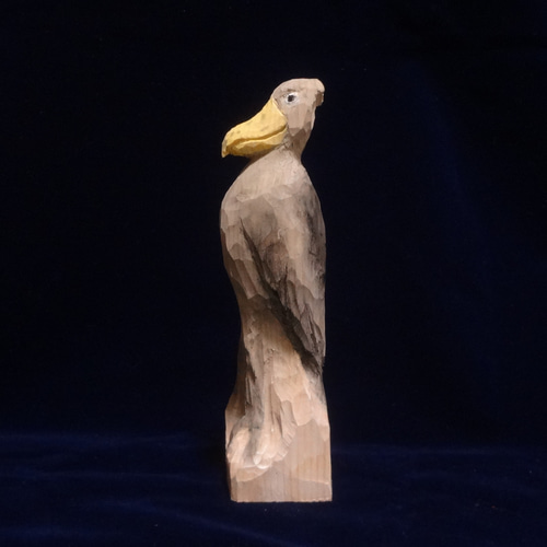 木彫刻 アート『 ハシビロコウ 』 鳥 動物 芸術 アート 手彫り 松 彫刻