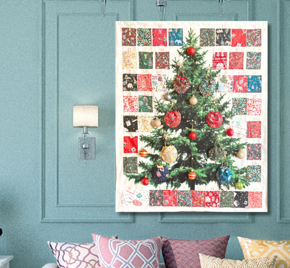 クリスマス アドベントカレンダー　タペストリー 2人用】寒い朝も早起きできるアドベントカレンダー♪リバティの