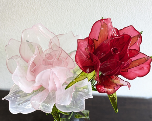 アメリカンフラワーワインレッド薔薇 バラ◇ピンクのジョセフィン・ブルース＆レッドローズのセット販売