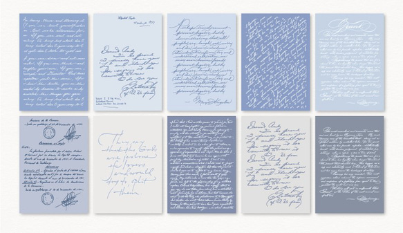 英字 デザインペーパー 紙素材 30枚set《blue》 [P362] 2枚目の画像