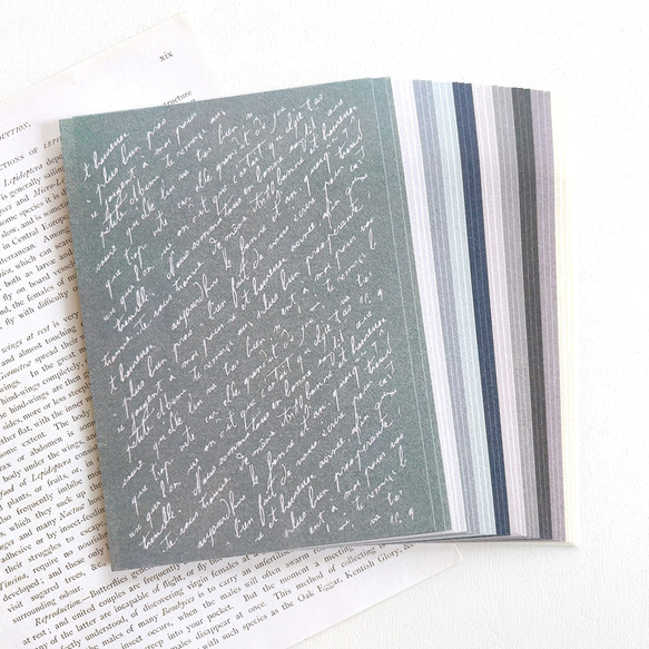 英字 デザインペーパー 紙素材 30枚set《gray》 [P363] 2枚目の画像