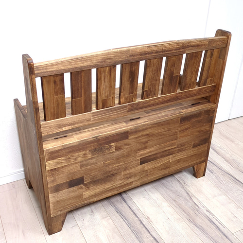 背もたれ付き カントリー風収納付きベンチ ソファ・ベンチ OC Handmade