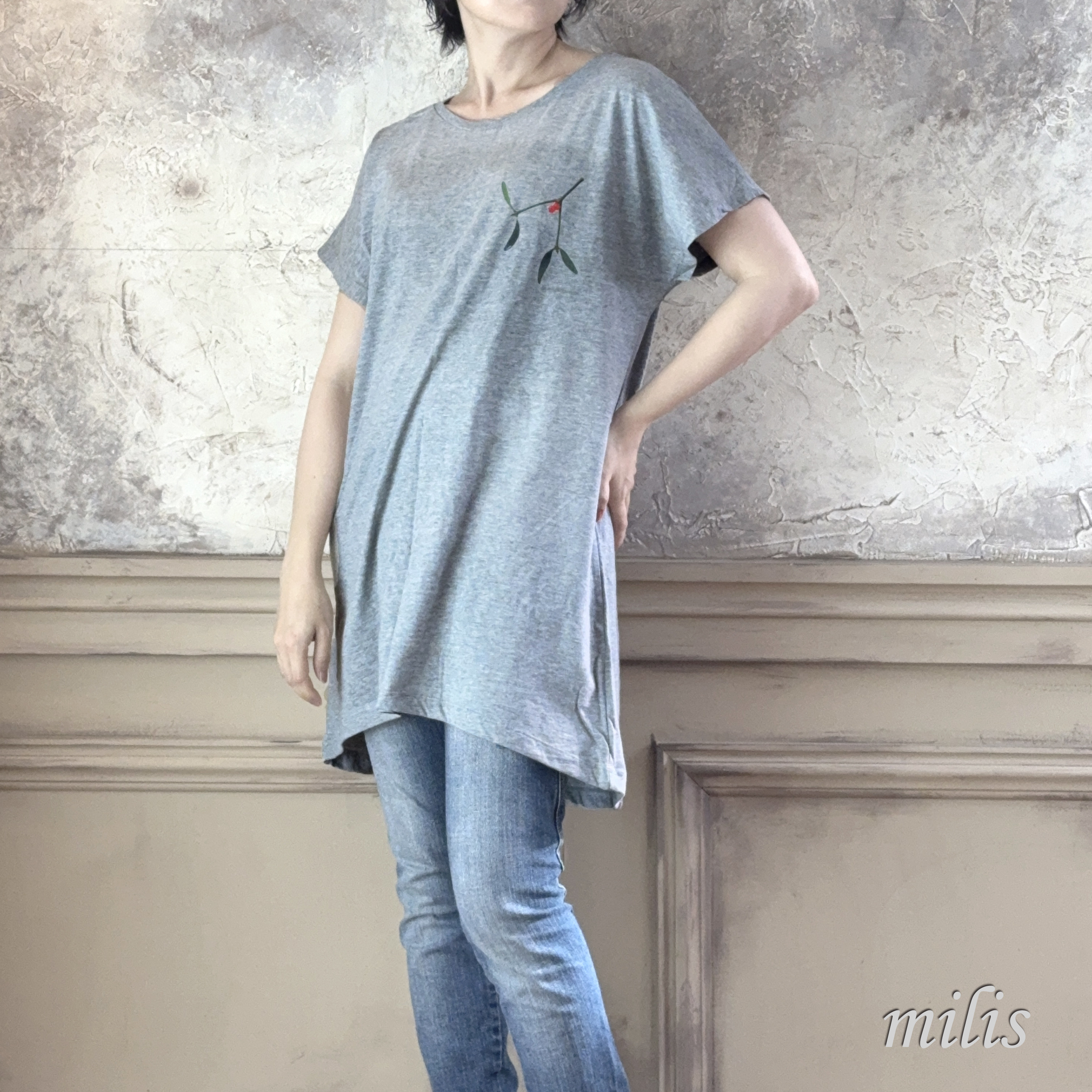 ヤドリギのチュニック：ヘザーグレー