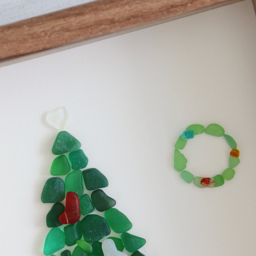 『Lively Grays' Christmas.*.*』シーグラスアート Lively Grays´ Christmas.*.*』シーグラスアート