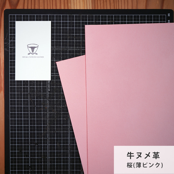 A4サイズ2枚】国産ヌメ革(たつのレザー)ハギレ 桜色(薄ピンク A4サイズ2枚】国産ヌメ革(たつのレザー)ハギレ 桜色(薄ピンク