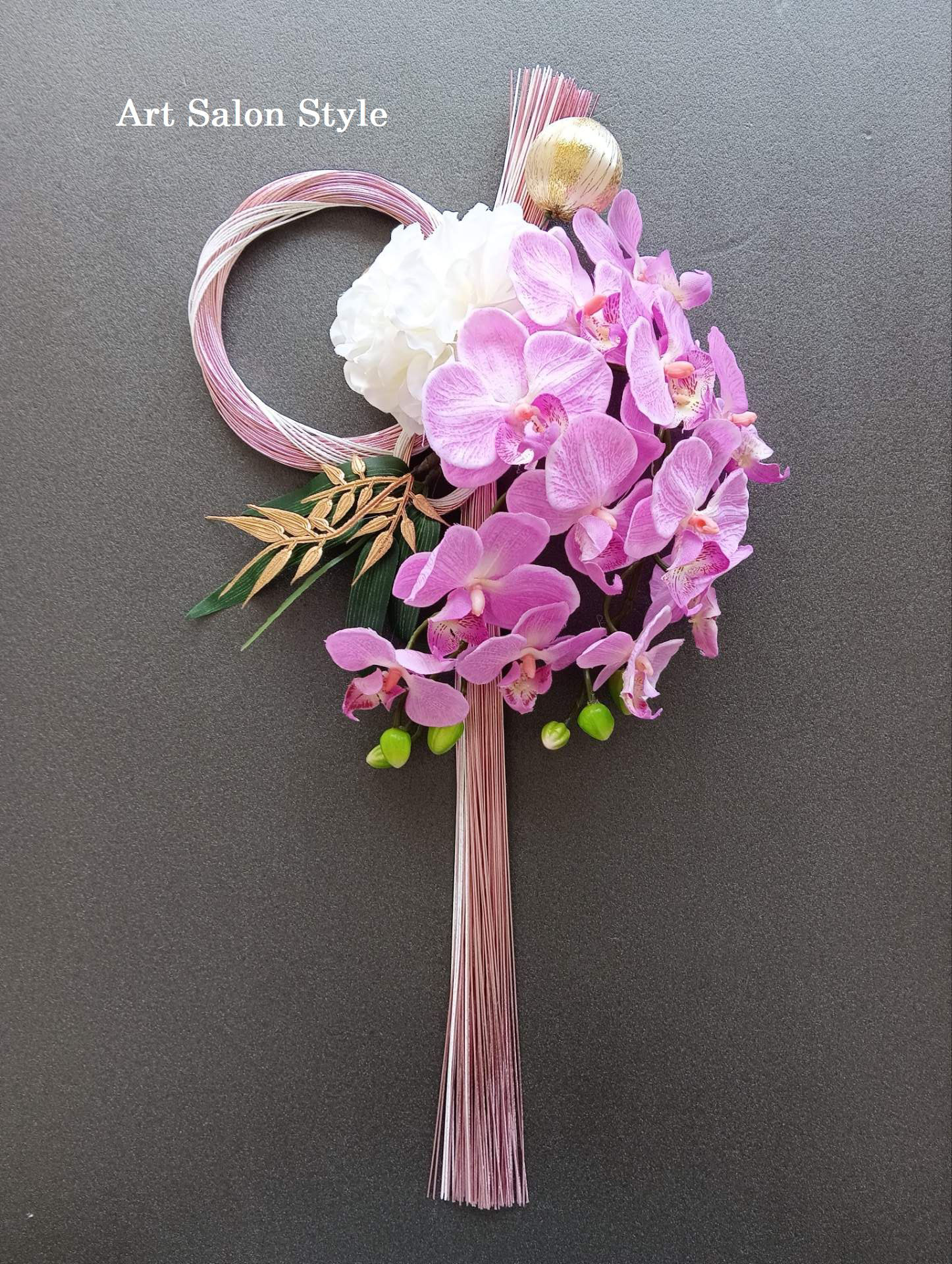 赤紫胡蝶蘭の水引飾り