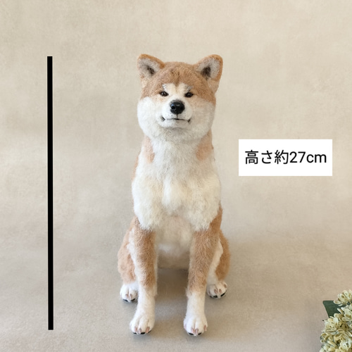 羊毛フェルト犬 秋田犬　　首輪付き　置物 羊毛フェルト犬 赤毛の秋田犬さん〈24112〉 羊毛フェルト 羊毛わんこ