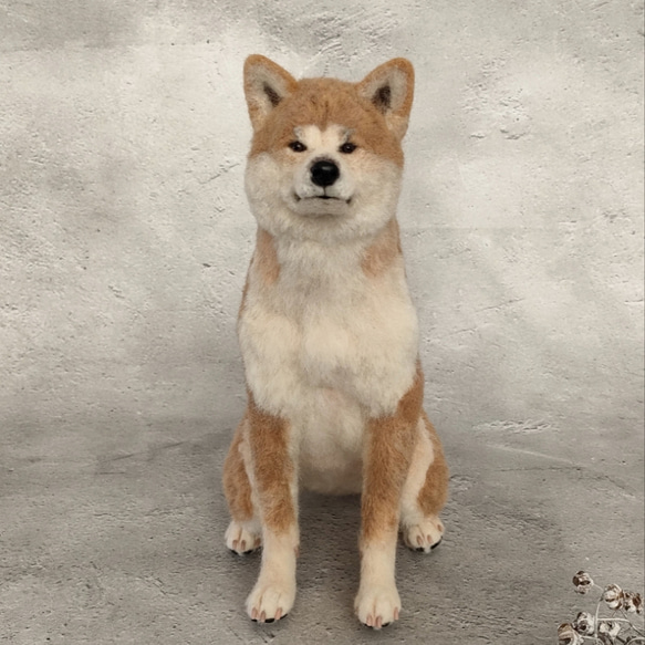 羊毛フェルト犬 赤毛の秋田犬さん〈24112〉 羊毛フェルト 羊毛