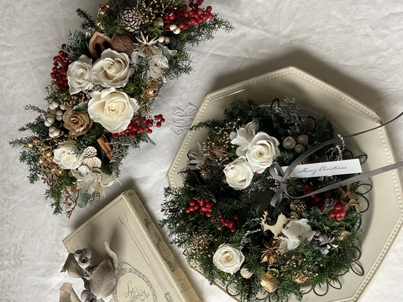 フラワー・リース Annri アイアンサークルリース レッド（プリザーブドフラワー） プリザーブド