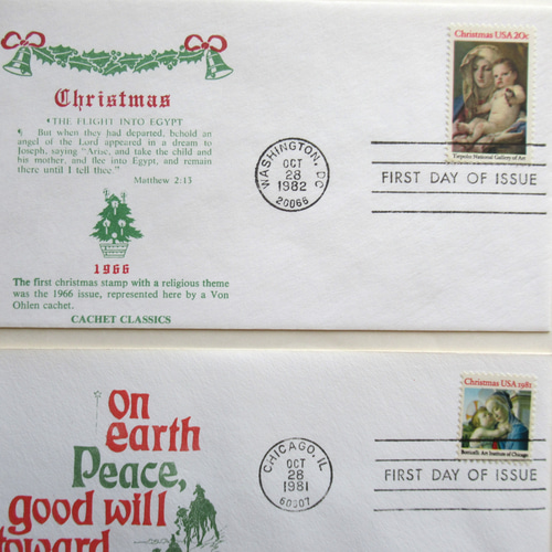 ヴィンテージ アメリカ FDC クリスマス 切手付き封筒 初日カバー