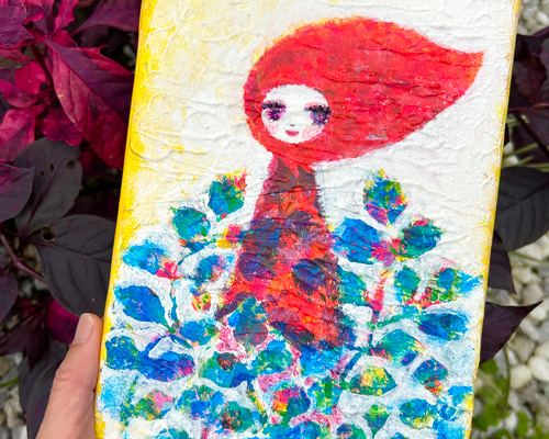 赤ずきんちゃん　ハンドメイドパステル画　絵画アート原画 赤ずきんちゃん ハンドメイドパステル画 絵画アート原画 アート