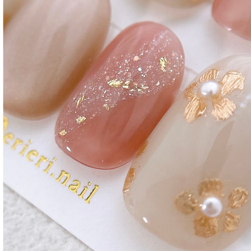 くすみピンク ×ミラーフラワー ピンク マグネット ニュアンス 成人式