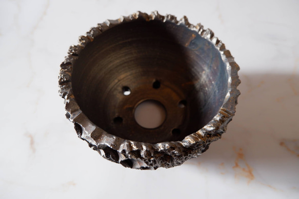 5.5号燻し金彩鉢677　塊根植物　多肉植物　盆栽　植木鉢　作家鉢　沖縄 4枚目の画像