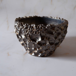 5.5号燻し金彩鉢677　塊根植物　多肉植物　盆栽　植木鉢　作家鉢　沖縄 1枚目の画像