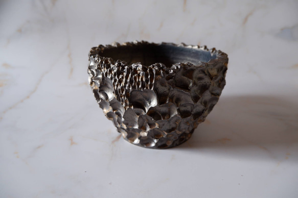 5.5号燻し金彩鉢677　塊根植物　多肉植物　盆栽　植木鉢　作家鉢　沖縄 1枚目の画像