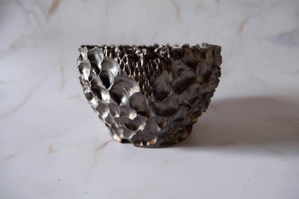 5.5号燻し金彩鉢677　塊根植物　多肉植物　盆栽　植木鉢　作家鉢　沖縄 3枚目の画像