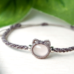 再販・受注制作】アメジストの石猫ちゃんブレスレット 黒猫 * マクラメ