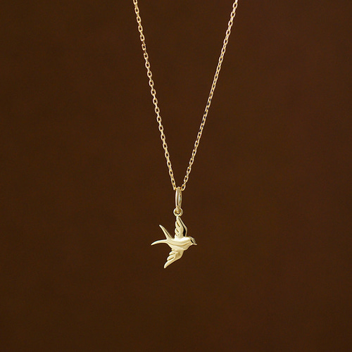 ツバメ ツバメ ダイヤモンド 0.08ct ペンダントネックレス 18金イエロー