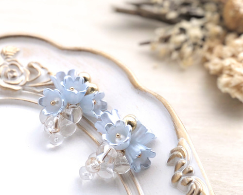 フラワータッセル クリアぶどうチャーム2個【a5014 海夏ピアス