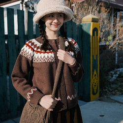 ヴィンテージ アイスランド風 森ガール 幾何学柄 ニット セーター