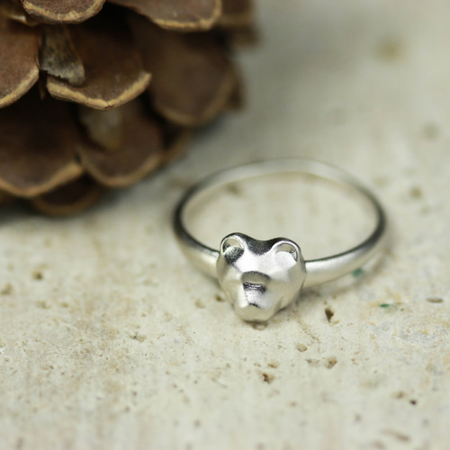 ジオメトリックベアヘッドリング レディース シルバー アニマル