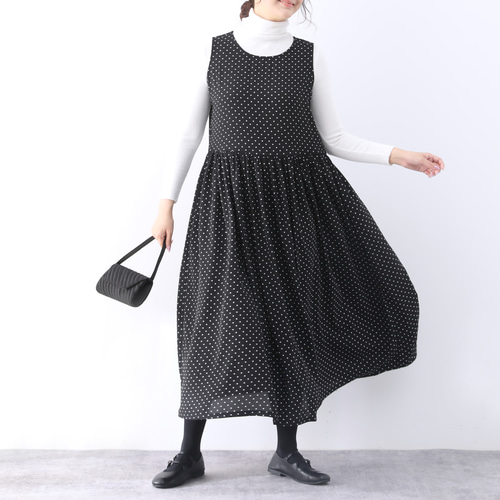 再販×3)水玉 ギャザー ジャンパースカート ♪オーダーサイズ可