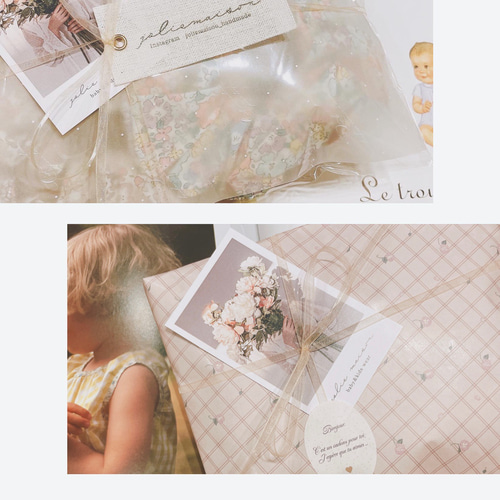 4way flower check Jacquard apron dress エプロンワンピース