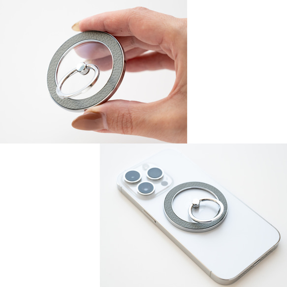 MagSafe対応 スマホリング 【 シュリンクレザー 】 名入れ 本革 iPhone マグセーフ FS40K 16枚目の画像