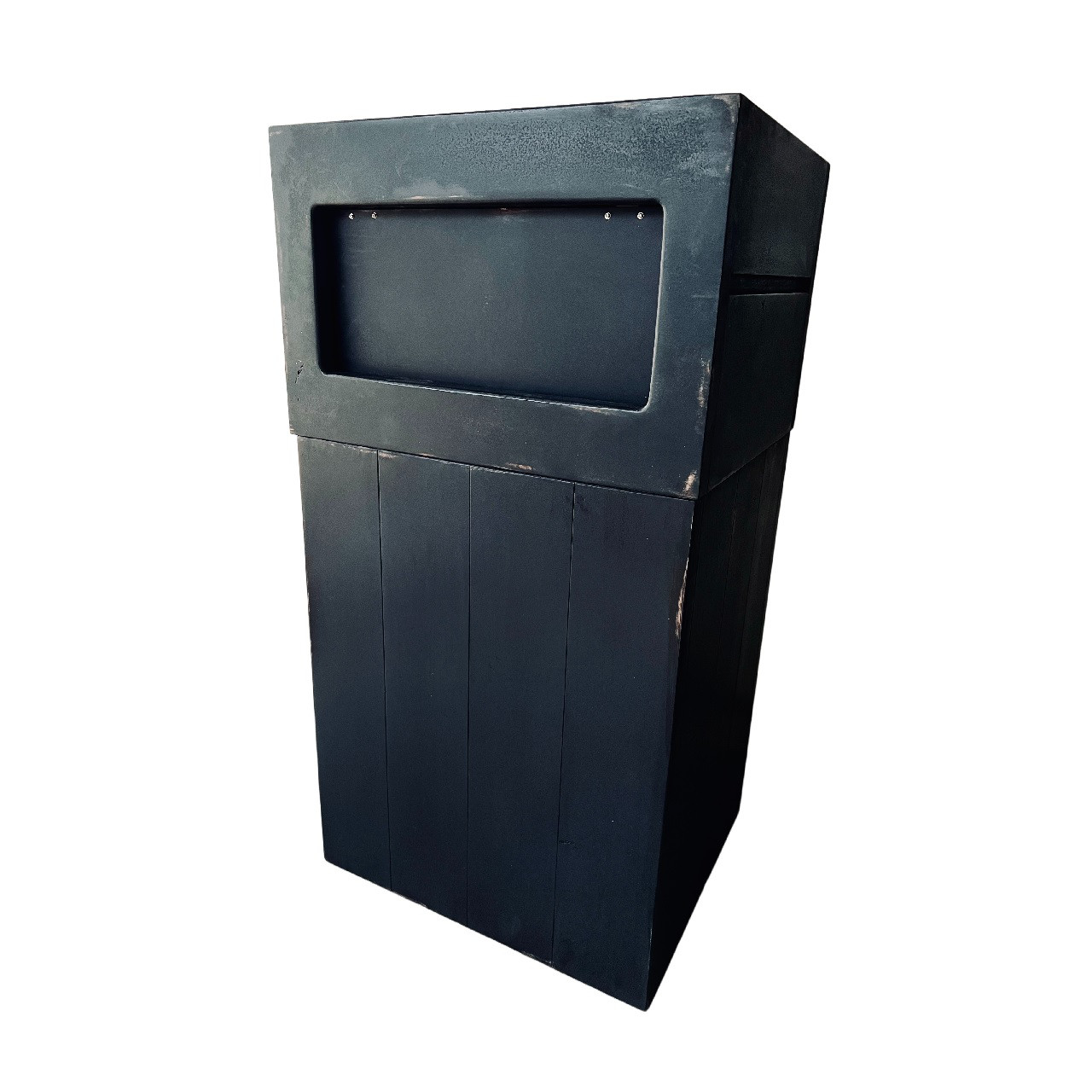 高級木製ダストボックス 黒[MI-MI-MOKO] 蓋つきゴミ箱 45リットル シャビー アンティーク 男前家具