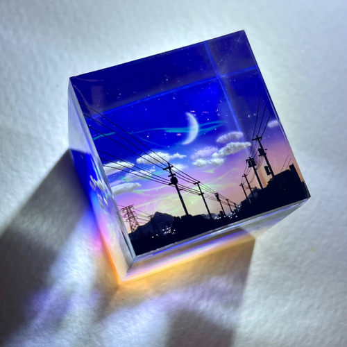 受注制作/ M size】情景レジン-夜景を眺む 空/プレゼント その他置物